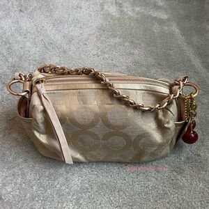 RARE Vintage Coach Y2K Parker Op Art Gold Lurex Hobo Shoulder Bag 13436 🌟